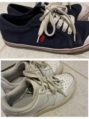 Nike White Low-Top Athletic Sneakers & Ralph blue sneaker